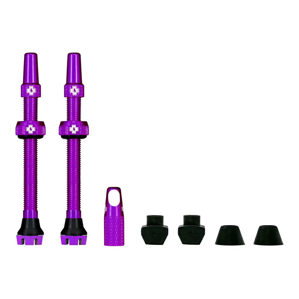 MUC OFF  Coppia valvole Tubeless V2 in alluminio Presta 44mm viola